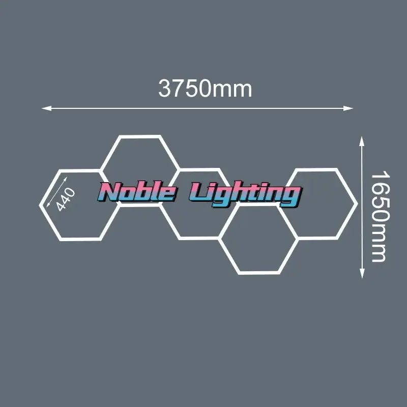 Noble lighting led hexagrid hexagonal wall light fixture with white outlined geometric design for workshop gym studio