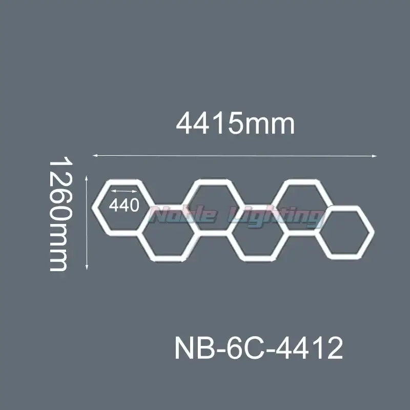 White hexagonal led light fixture model nb-6c-4412 in decorbites 6500k led hexagrid system for workshop gym studio