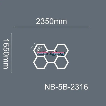 White hexagonal led hexagrid light fixture noble lighting nb-5b-2316 6500k led hexagrid for workshop gym studio
