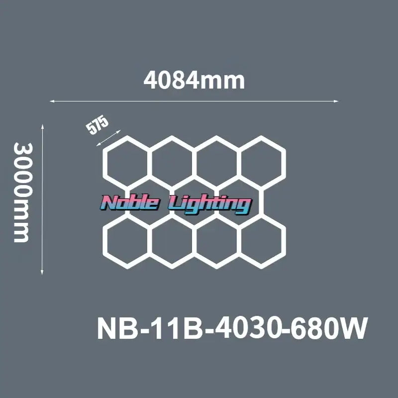 Noble lighting nb-11b-4030-680w led hexagrid hexagonal ceiling light fixture in 6500k led for workshop and studio use