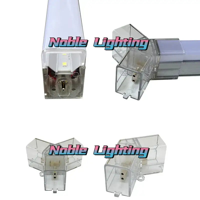 Clear plastic led light fixture connectors with internal circuitry for decorbites™ 6500k led hexagrid system
