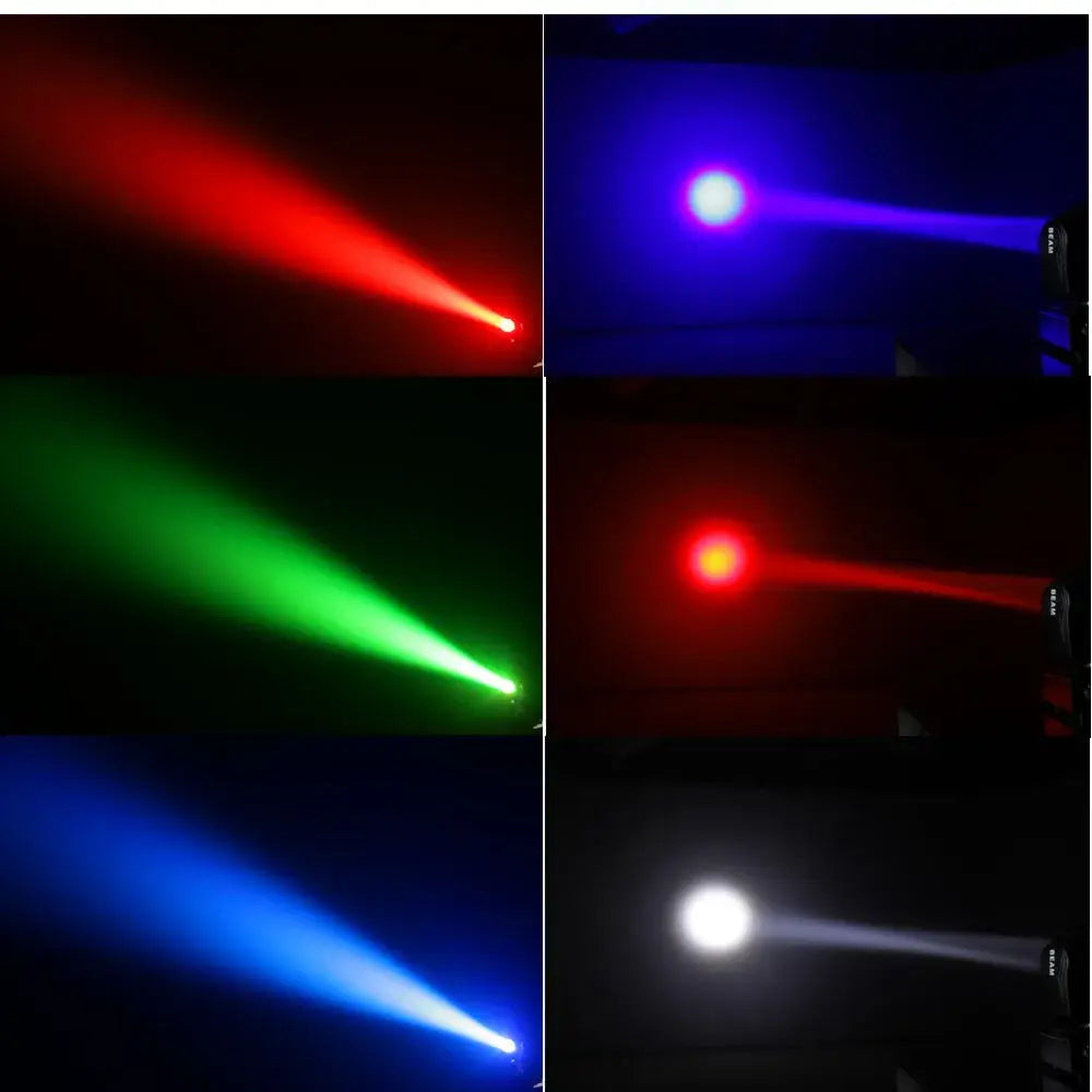 Decorbites™ 65w rgbw beam led moving head light projecting vibrant red green blue and white beams for disco parties