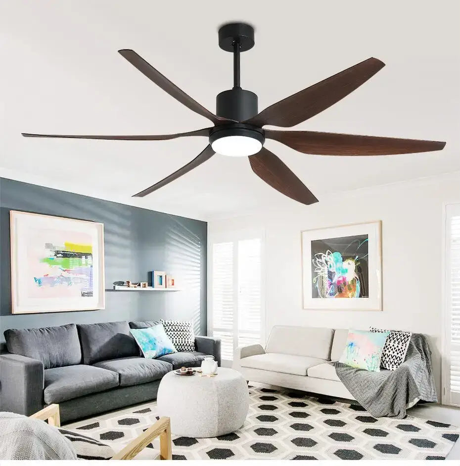 Modern decorbites 66 inch black ceiling fan with five dark wood blades and ceiling fan light with remote control