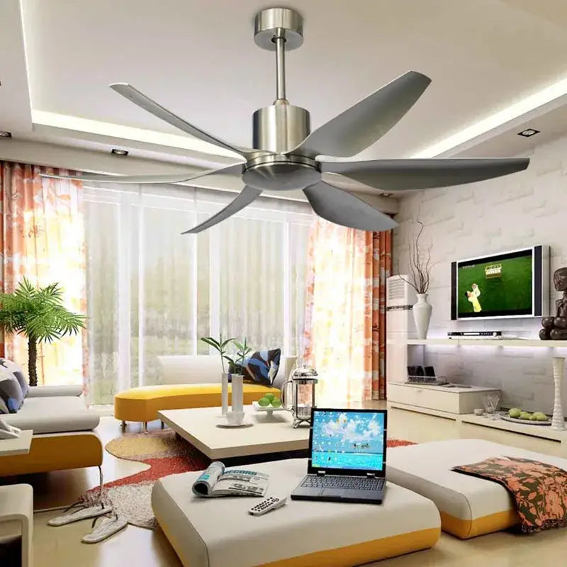 Modern silver decorbites™ 66 inch nordic industrial ceiling fan with five matte blades LED light and remote control