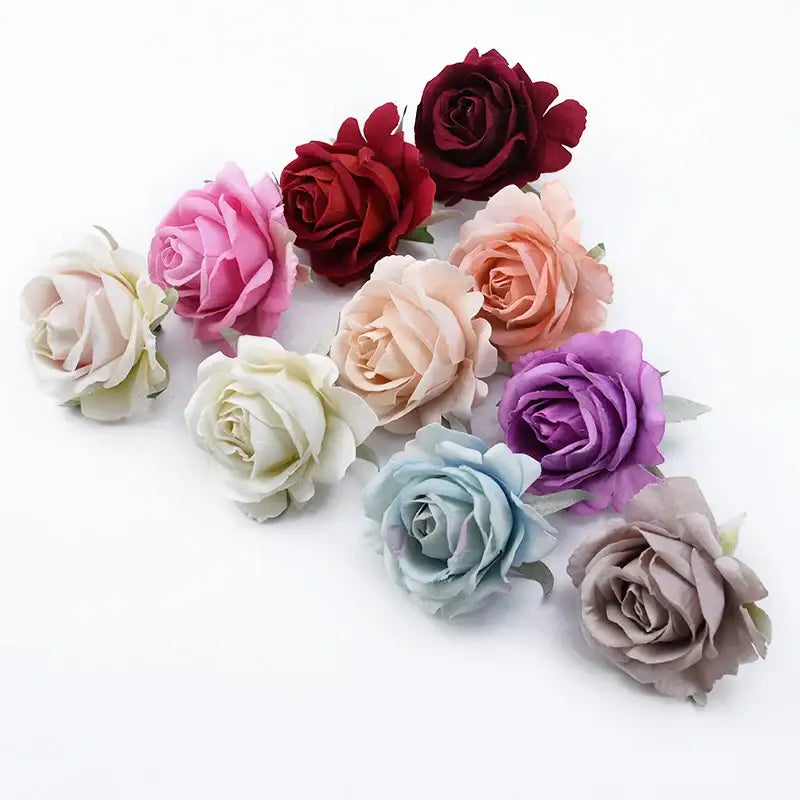 Decorbites™ 6cm roses head artificial flowers in soft pastel and deep hues made from smooth fabric for wedding decor