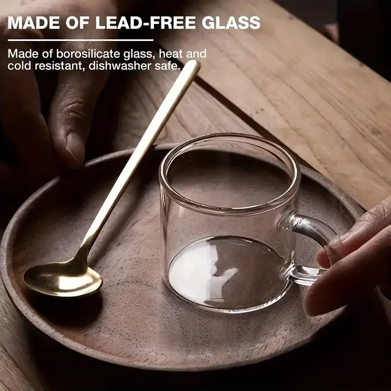 Clear glass mug with handle made of lead-free borosilicate glass from decorbites 6pcs glass espresso cups set