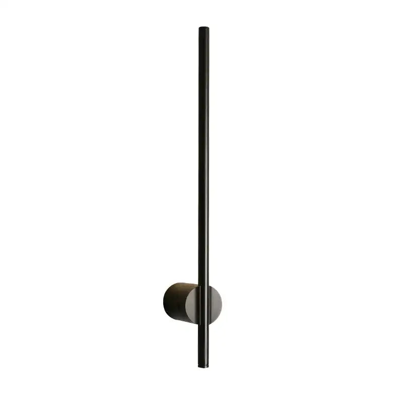 DecorBites™ black matte led wall lamp with slender vertical rod and circular base for living room and bedside use