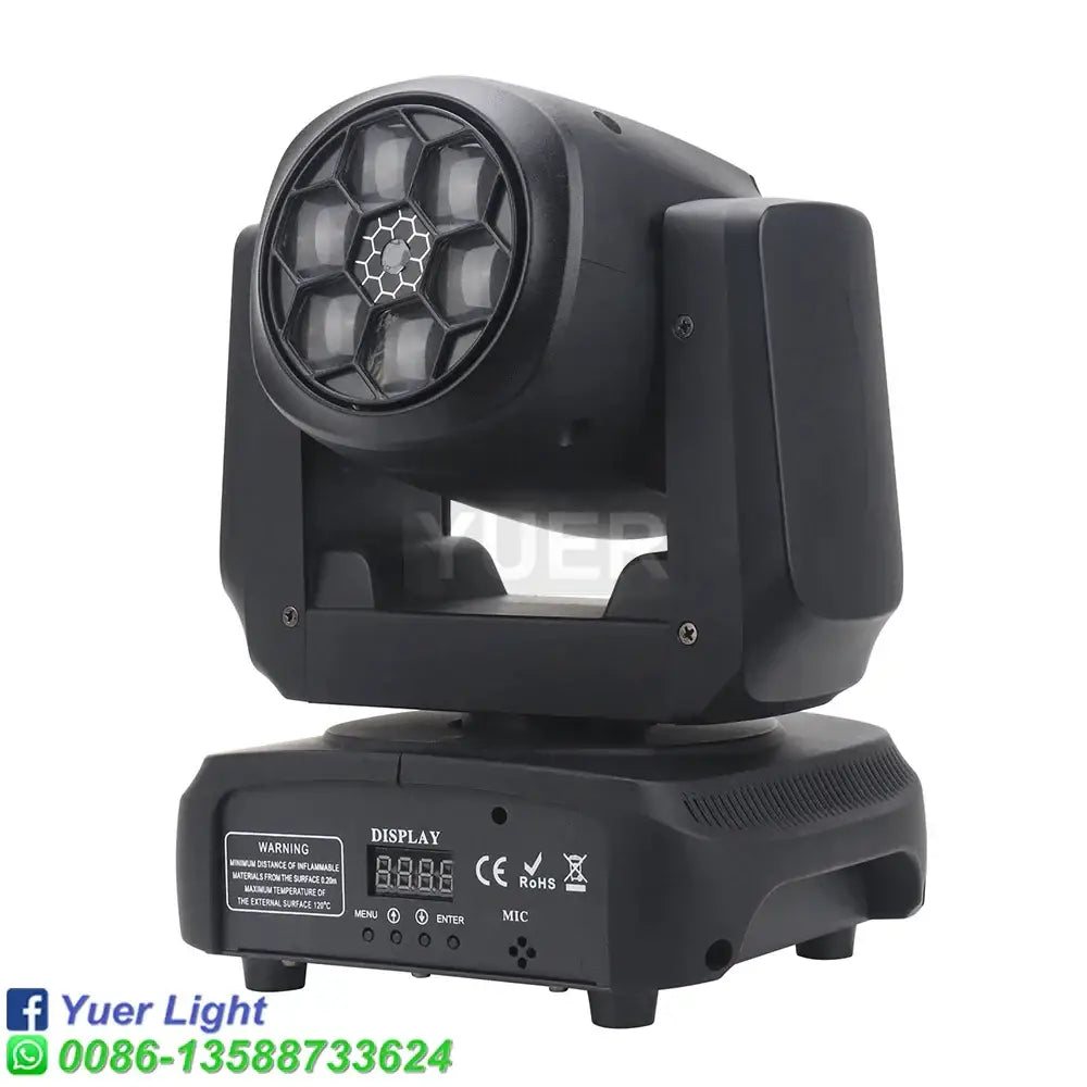 Black yuer light led 6x15w rgbw bee eye moving head spotlight with hexagonal lens array and digital display panel