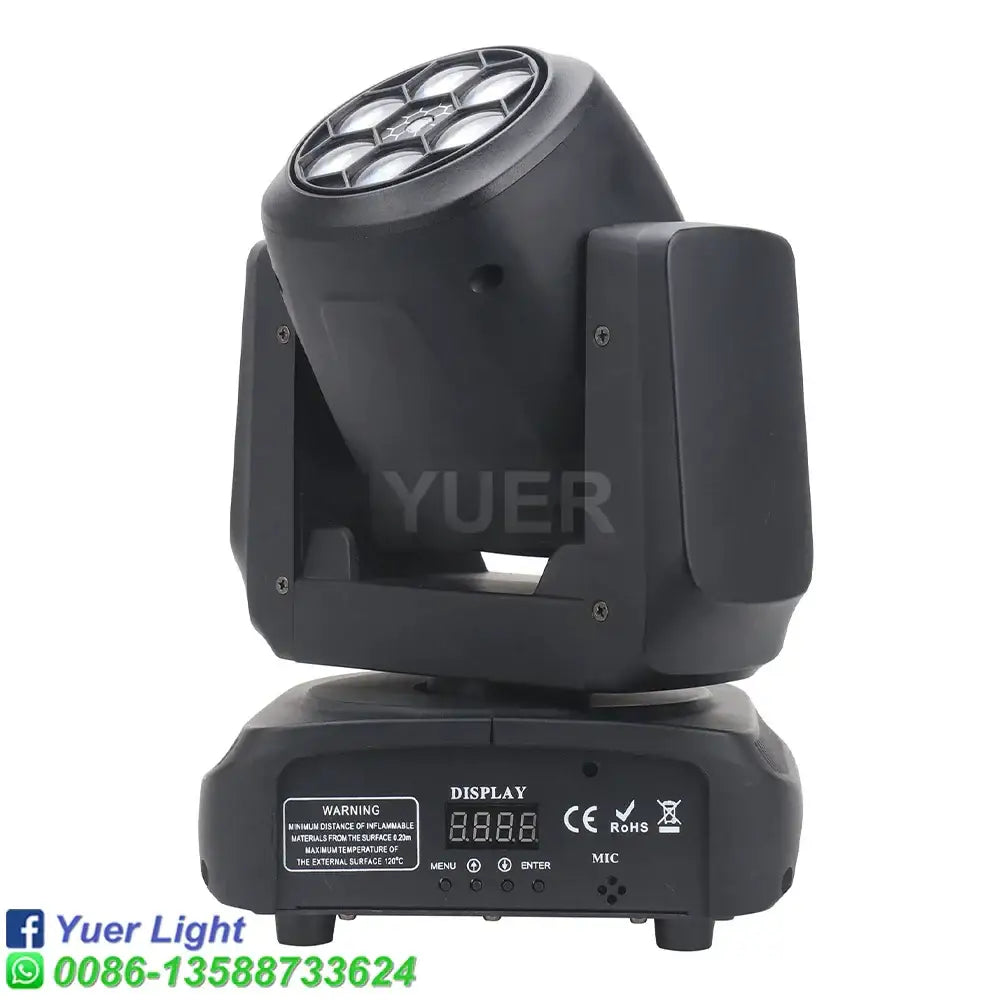 Black yuer light led moving head spotlight with six rgbw bee eye emitters and digital display panel for stage use