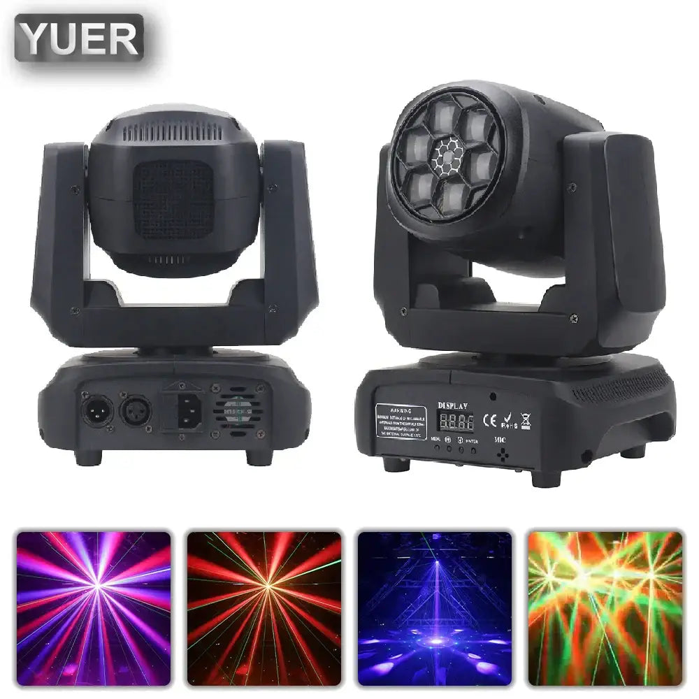 Black yuer 6x15w rgbw bee eye moving head stage light with hexagonal lens array and multiple color outputs for dj disco use