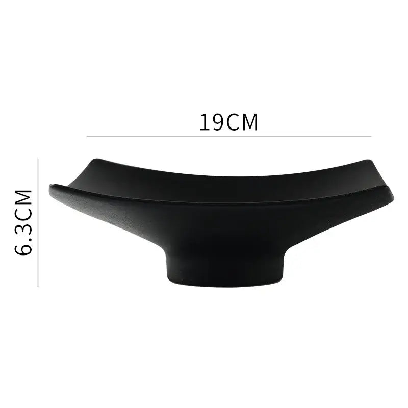 Decorbites 7.5 inch square black matte ceramic dining plate with sleek modern design and curved edges