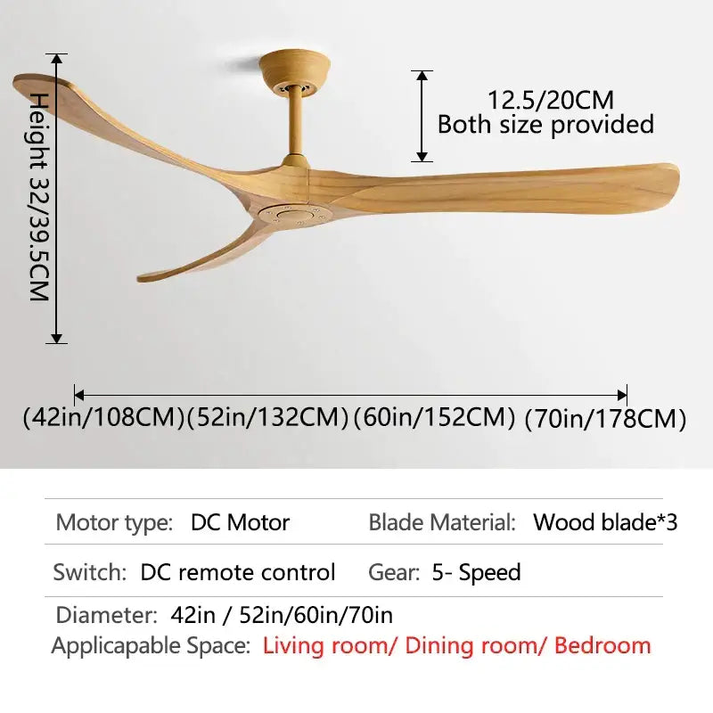 A sleek decorbites™ 70 inch black american modern ceiling fan with three american modern wooden blades for indoor use