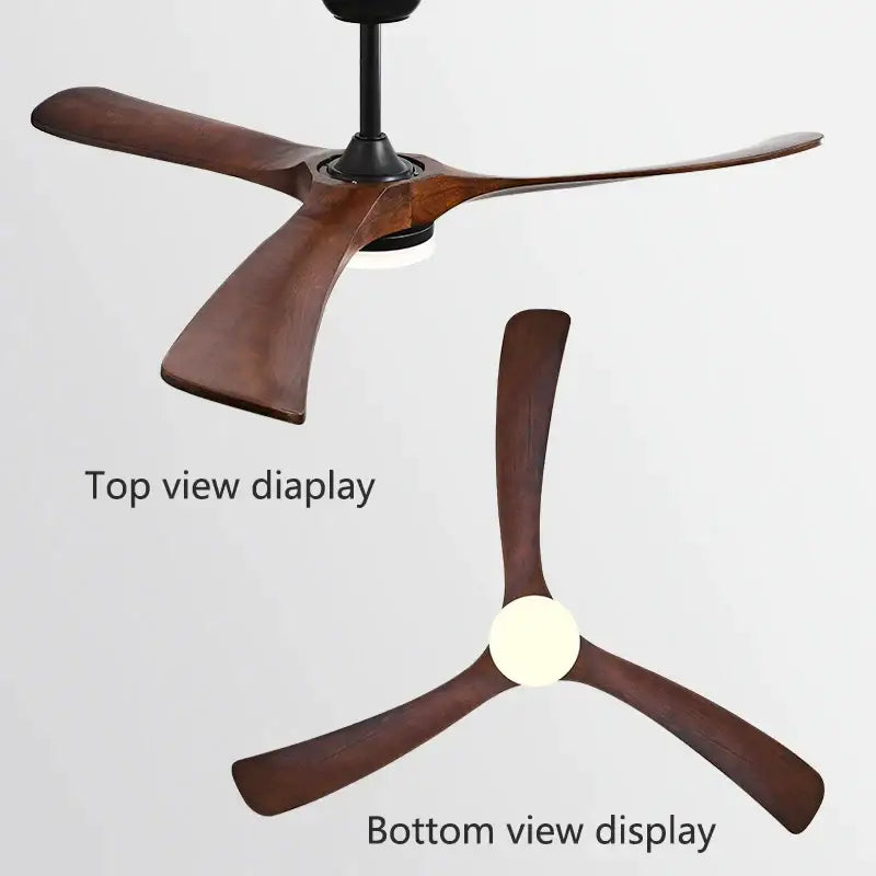 Modern decorbites™ 70 black retro fan light with solid wood blades and integrated led fan light in black housing