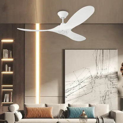 White three-blade DecorBites™ 70 inch ceiling fan with wood blades remote control and high quality modern design
