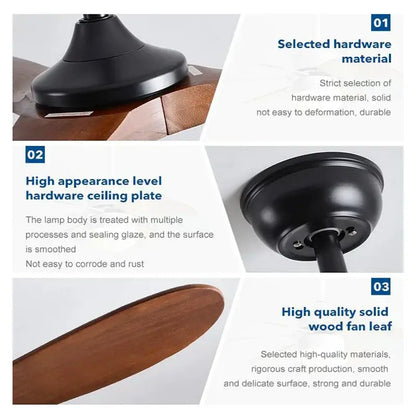 Decorbites 70 inch wood dc ceiling fan with remote control featuring black metal body and wooden blades in industrial style