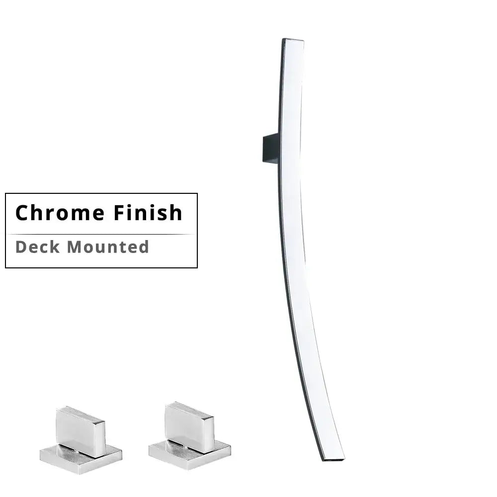 Chrome finished sleekly curved deck mounted cabinet handle with matching plates for decorbites black bronze wall mounted basin mixer tap