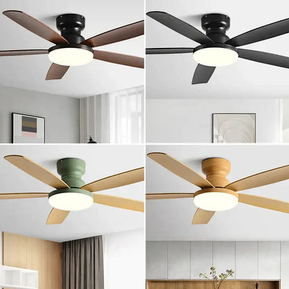 Modern DecorBites™ 72 inch low floor fan light chandelier with five wooden blades in black brown green and natural wood colors ceiling fan