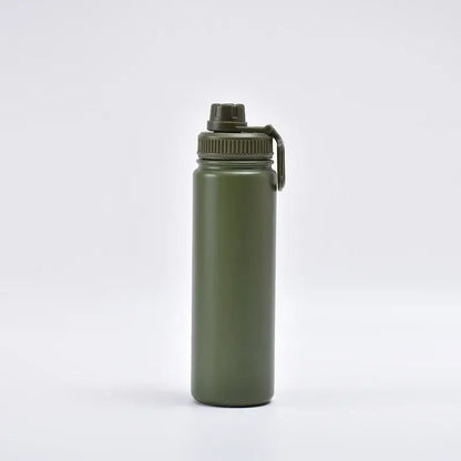 Decorbites 750ml olive green insulated sports water bottle with stainless steel body and textured screw-on lid with loop