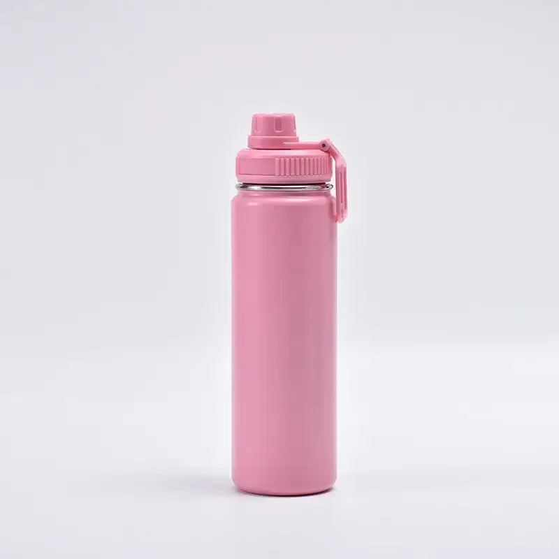 Pink decorbites™ 750ml stainless steel insulated sports water bottle with textured grip and screw-on lid with loop