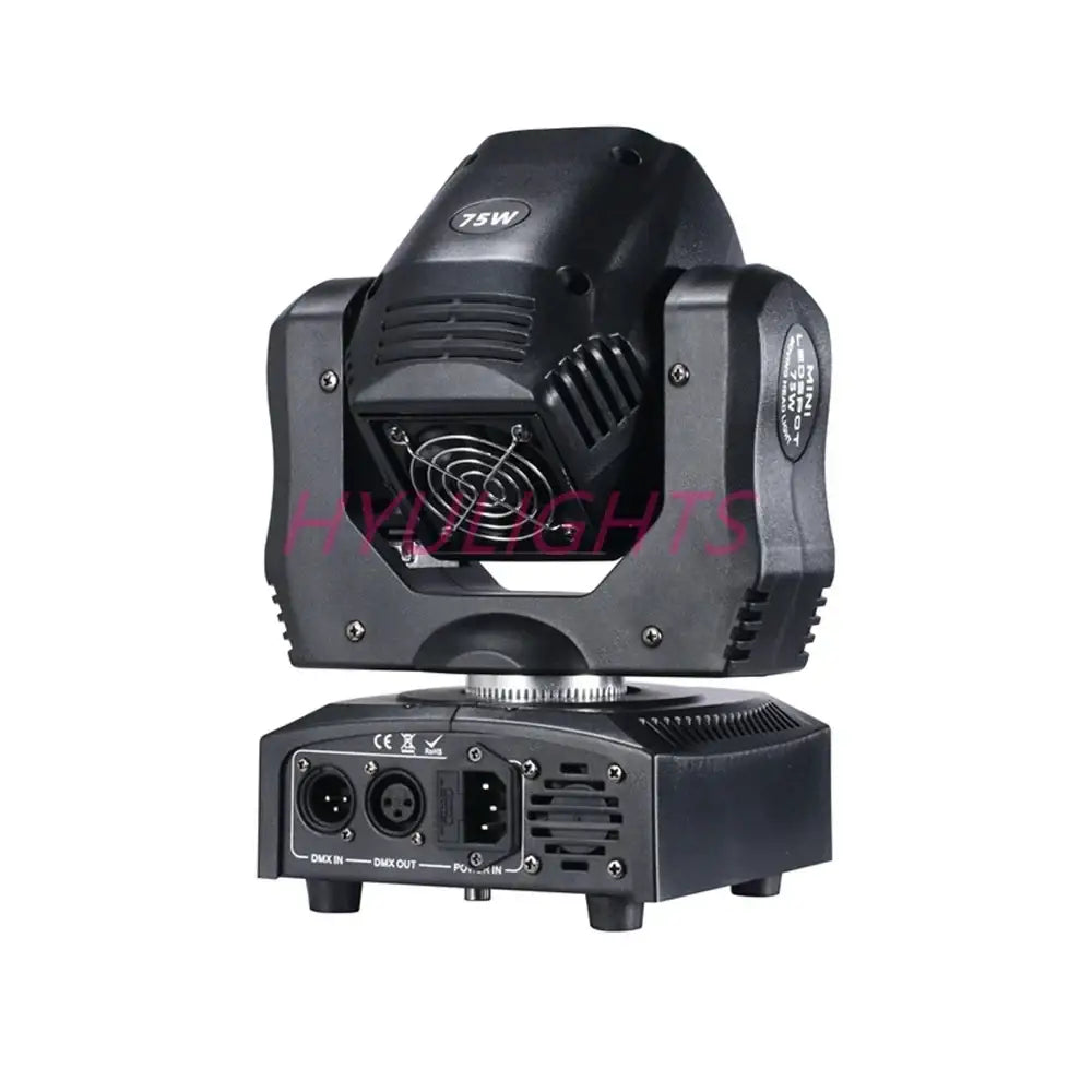 Decorbites™ black 75w led moving head spot light with robust angular design and ventilation grilles for dj use