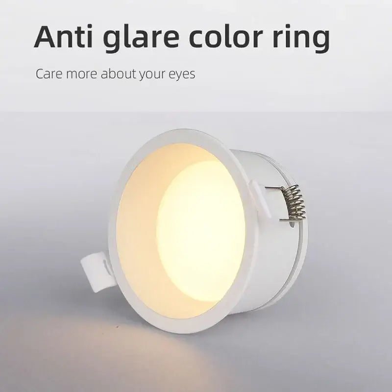 White circular decorbites soft anti-glare led downlight with aluminium recessed ceiling spot light emitting warm glow