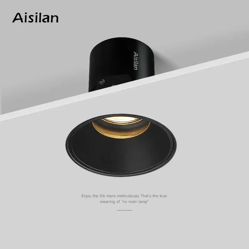 Black aisilan decorbites 7w cri97 led downlight with sleek modern design and gold-toned interior recessed fixture