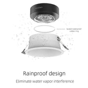 Black and white aisilan brand decorbites’s 7w led downlight with sealed waterproof rubber ring and 30 degree beam angle