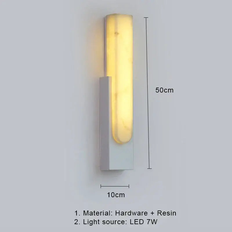 Modern minimalist decorbites 7w led marble wall lamp with warm yellow resin panel and sleek white hardware wall lamp