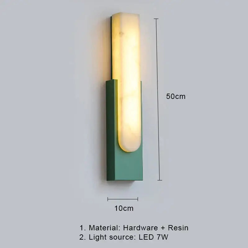Modern minimalist wall lamp with sleek green resin base and warm diffused light decorbites 7w led marble wall lamp
