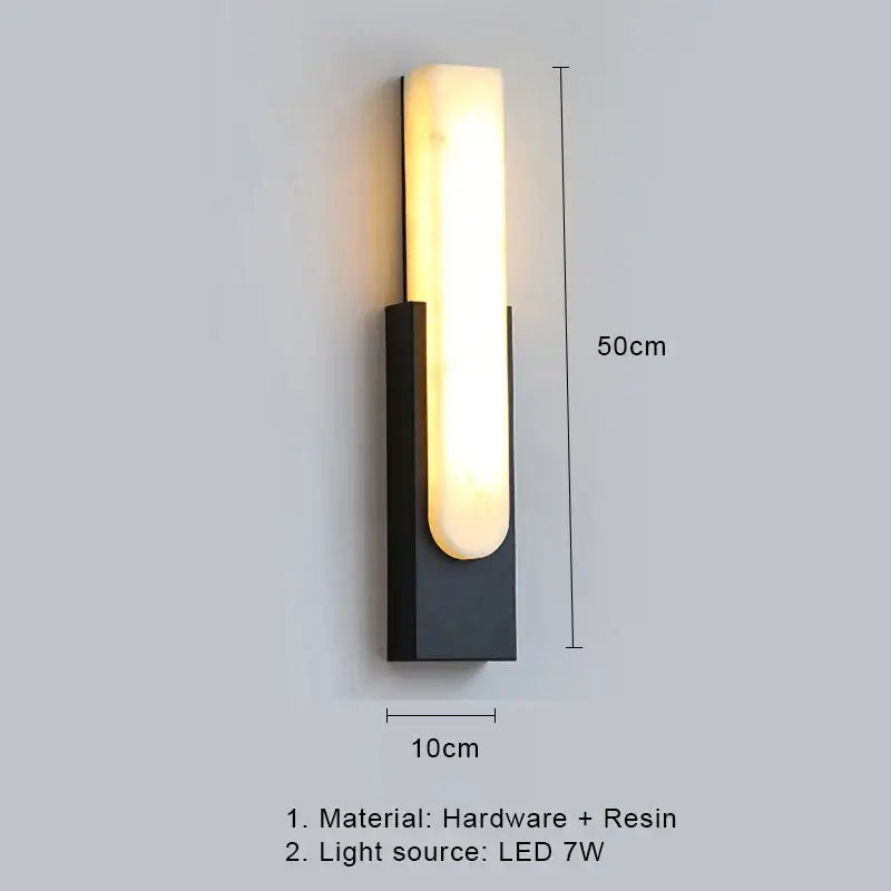 Modern minimalist wall lamp with sleek black resin base and warm diffused light decorbites 7w led marble wall lamp