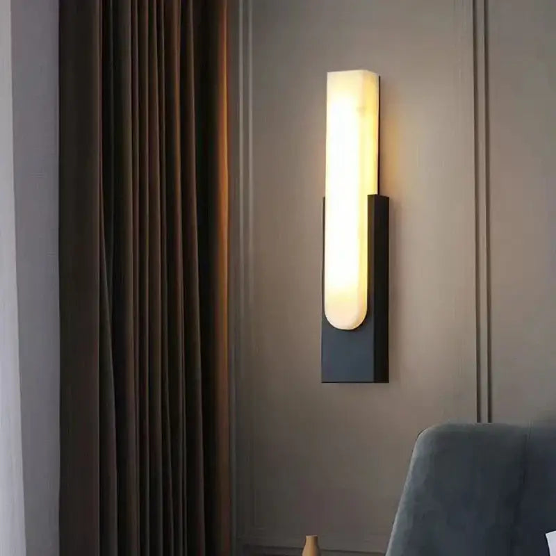 Modern minimalist wall lamp with sleek black frame and warm light in decorbites 7w led marble wall design