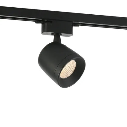 Black matte decorbites 7w led track light spotlight with cylindrical aluminum head and visible led array for living room use