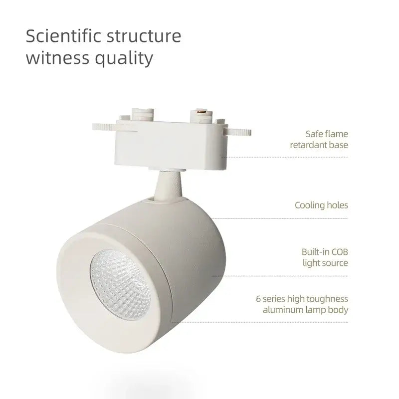 White decorbites 7w led track light spotlights with built-in cob light and aluminum body for living room shop use