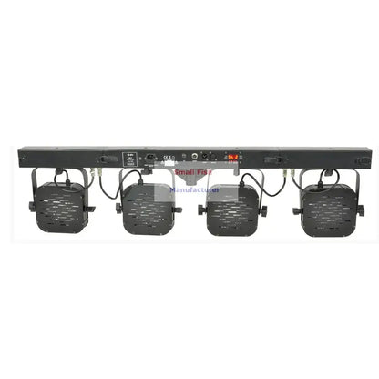 Black rectangular led lighting bar with four square spotlights and control panel in decorbites 7x40w rgbw led par kit