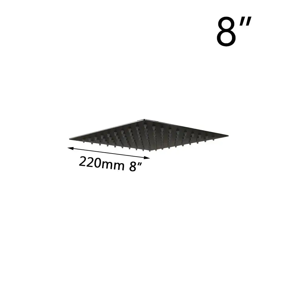 Decorbites™ 8-20 black ultra-thin square rain shower head with multiple spray nozzles for bathroom use