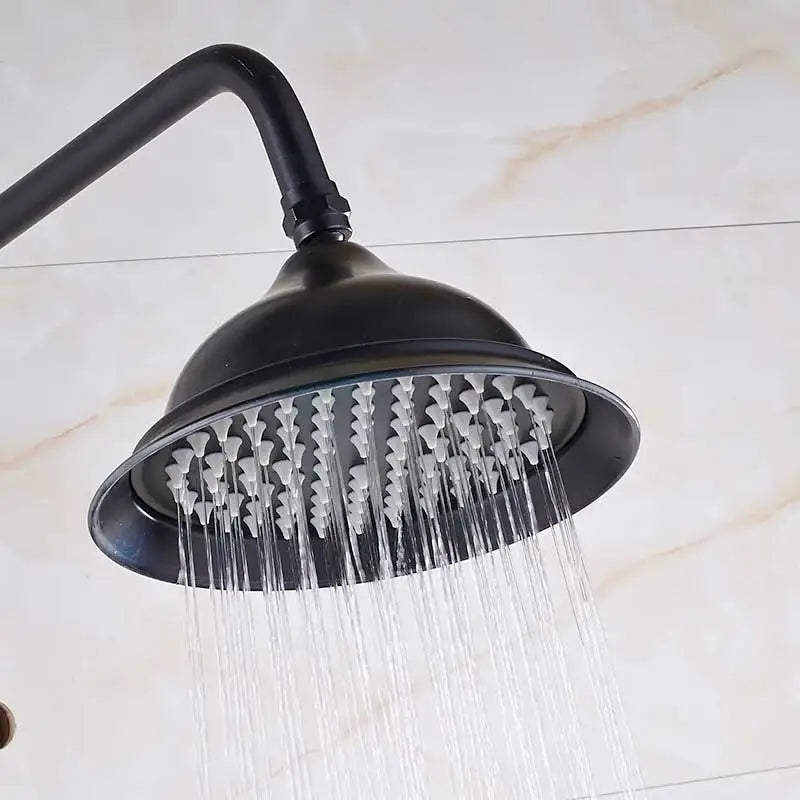 Black matte decorbites 8 inch rainfall shower faucet head with multiple nozzles for refreshing antique brass rainfall showers