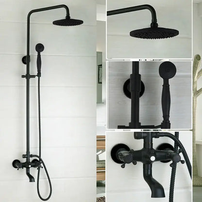 DecorBites™ 8 inch black matte rain shower head set with handheld nozzle and mixer faucet for modern bathrooms