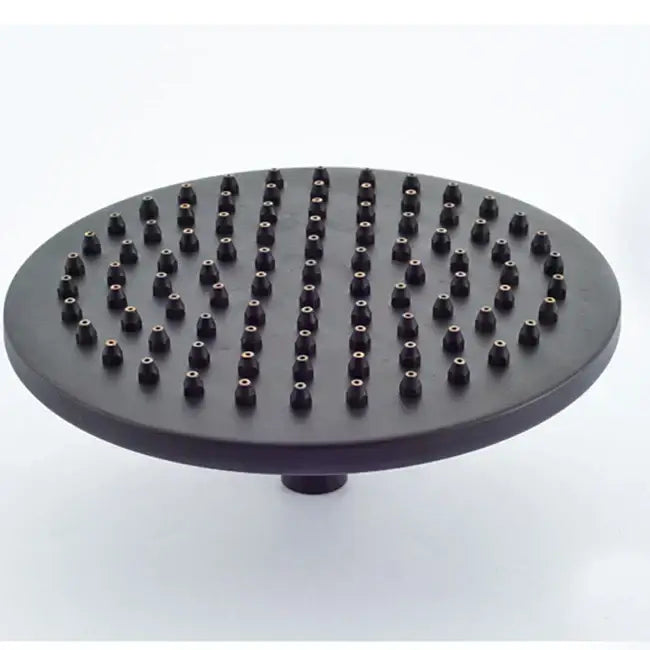 DecorBites™ 8 inch black matte brass shower head with evenly spaced nozzles for bathroom rainfall replacement