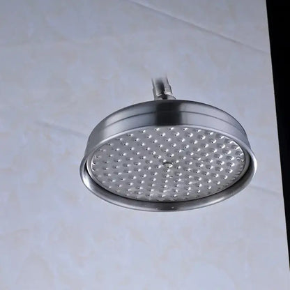 Decorbites™ 8 inch brass shower head with stainless steel round rainfall design and evenly spaced nozzles for bathroom use
