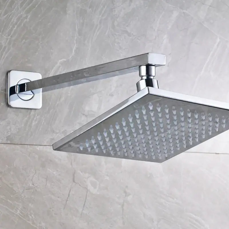 Chrome finished brass square led shower head with sleek modern design and multiple nozzles for square led rainfall use