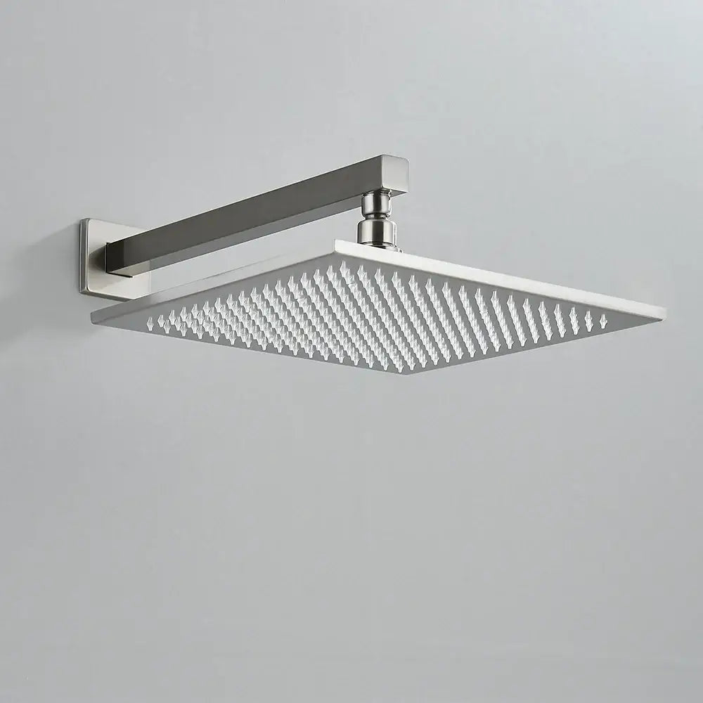 Modern brass square led shower head with sleek chrome finish and diamond shaped nozzles for square led rainfall use