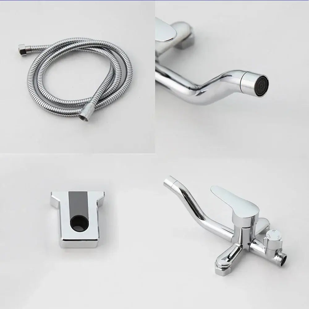 Chrome finished decorbites™ 8-inch bathroom rainfall shower set with adjustable height and handheld faucet in sleek design