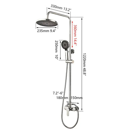 DecorBites™ 8 inch stainless steel shower set in chrome finish with 330mm fixed rainhead and detachable handheld unit