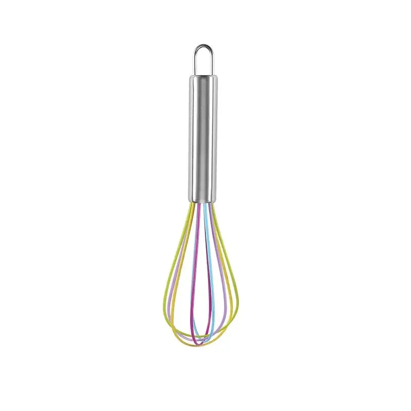 DecorBites™ 8-inch colorful stainless steel silicone whisk mixer with sleek handle for baking and cooking