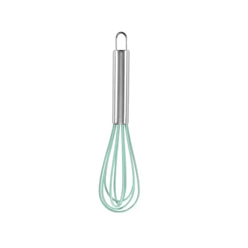 Decorbites™ 8-inch stainless steel silicone whisk mixer in mint green with sleek handle for baking and cooking use