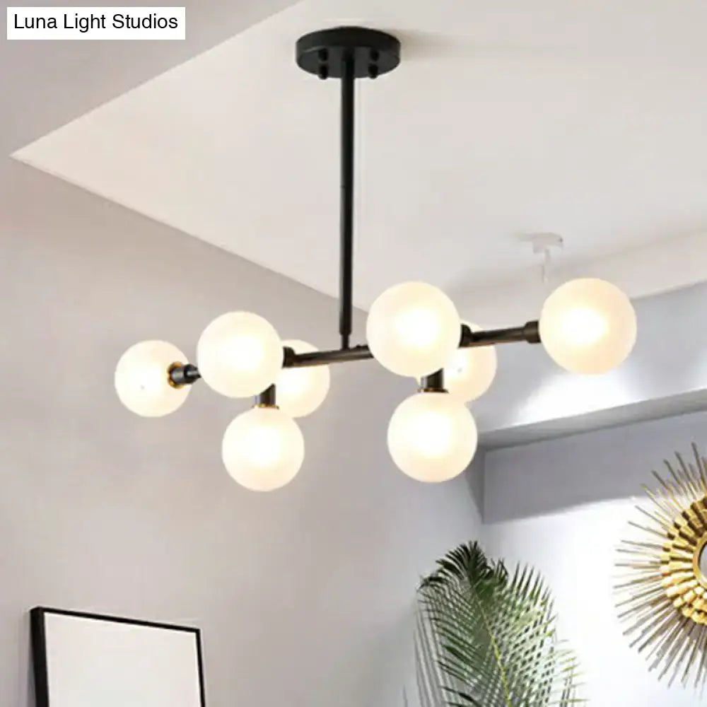Black metal DecorBites 8-light Nordic globe island pendant with frosted glass e26 e27 bulbs for restaurants