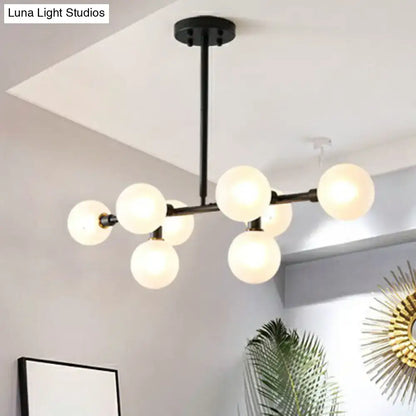 Black metal DecorBites 8-light Nordic globe island pendant with frosted glass e26 e27 bulbs for restaurants