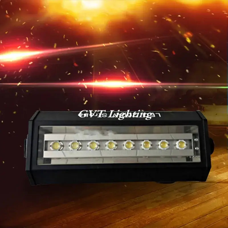 Black rectangular led strobe lamp with six bright yellow leds in a clear cover for party and dj lighting
