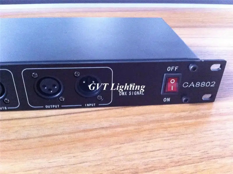 Black gvt lighting ca8802 dmx signal amplifier splitter with xlr input and output ports for led light distribution