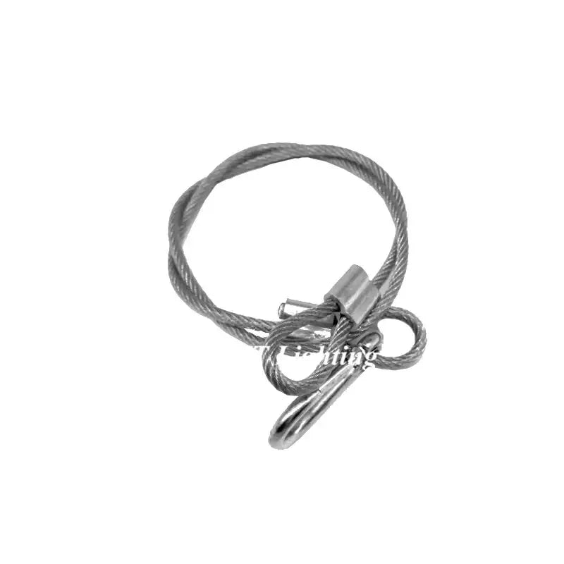 Silver steel stage light safety cable with metal clasp and hook 85cm for secure light safety by DecorBites™ pack of 10